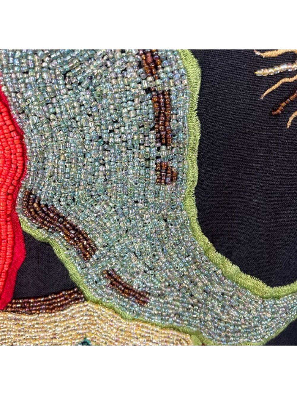 Vintage 90s Beaded Chili Peppers Southwestern Denim Jacket Women L Artsy Boho - Picture 7 of 9